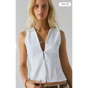 XS Urban Outfitters Party Girl Cotton Blend White Vest NWT